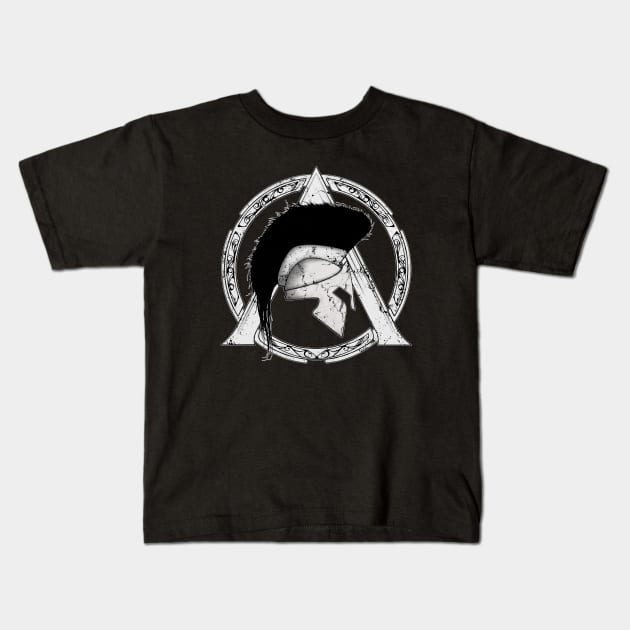 Leonidas Helmet and Sparta Symbol Kids T-Shirt by NicGrayTees